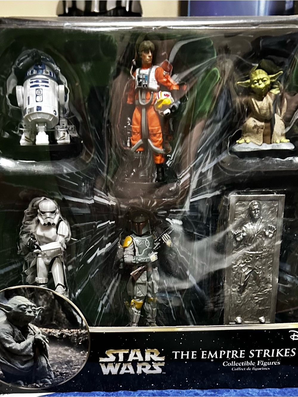 Star Wars Figure Set with Orange Pilot, Green Yoda & Silver Carbide Panel